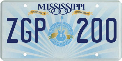 MS license plate ZGP200