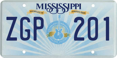 MS license plate ZGP201