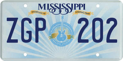 MS license plate ZGP202