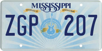 MS license plate ZGP207