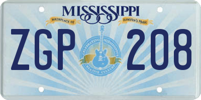 MS license plate ZGP208