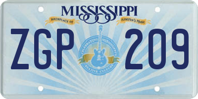 MS license plate ZGP209