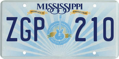 MS license plate ZGP210