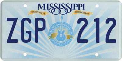 MS license plate ZGP212