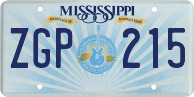 MS license plate ZGP215