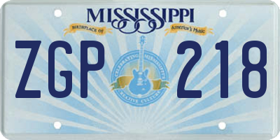 MS license plate ZGP218
