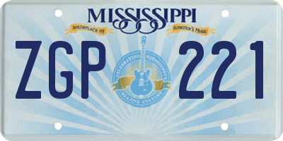 MS license plate ZGP221
