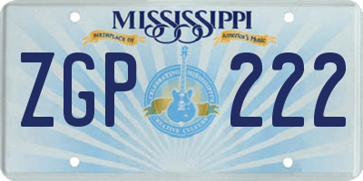 MS license plate ZGP222