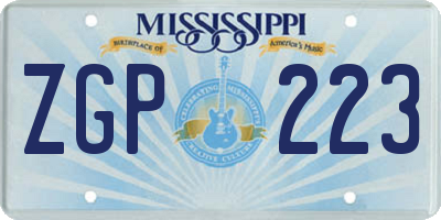 MS license plate ZGP223