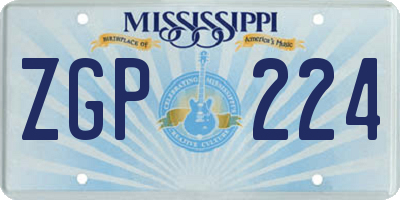 MS license plate ZGP224