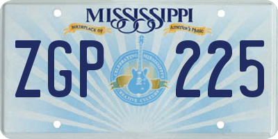 MS license plate ZGP225