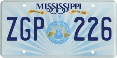 MS license plate ZGP226