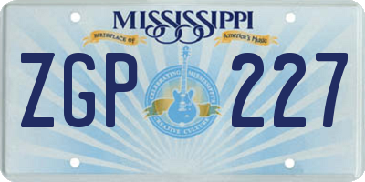 MS license plate ZGP227