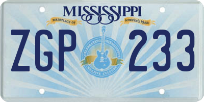 MS license plate ZGP233