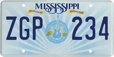MS license plate ZGP234