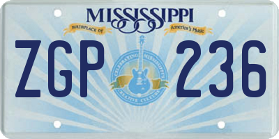 MS license plate ZGP236