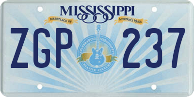 MS license plate ZGP237