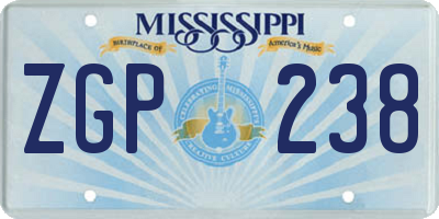 MS license plate ZGP238