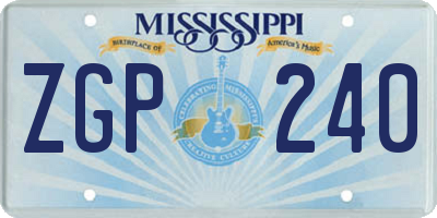 MS license plate ZGP240