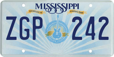 MS license plate ZGP242