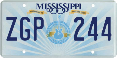 MS license plate ZGP244