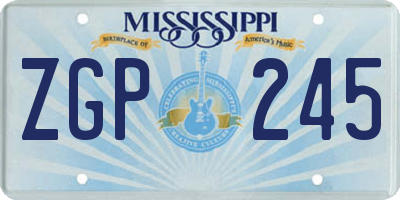 MS license plate ZGP245