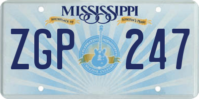 MS license plate ZGP247