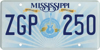 MS license plate ZGP250