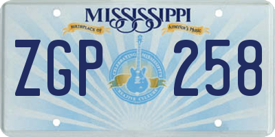 MS license plate ZGP258