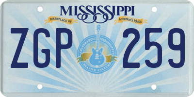 MS license plate ZGP259