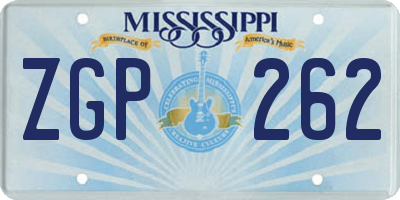 MS license plate ZGP262