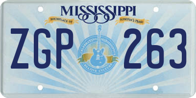 MS license plate ZGP263