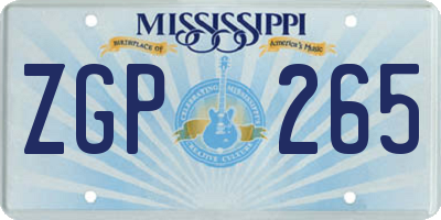 MS license plate ZGP265