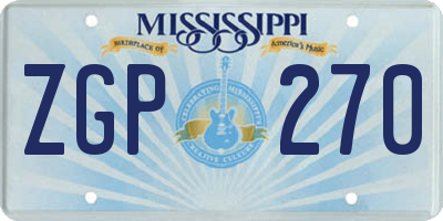 MS license plate ZGP270