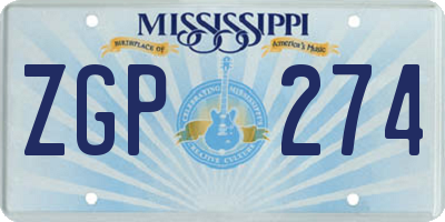 MS license plate ZGP274