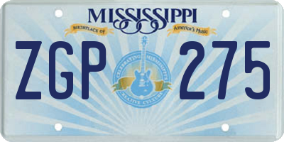 MS license plate ZGP275