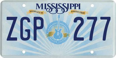 MS license plate ZGP277