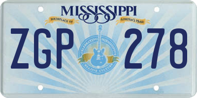 MS license plate ZGP278