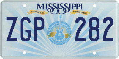 MS license plate ZGP282