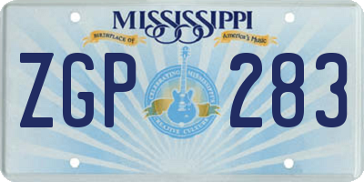 MS license plate ZGP283