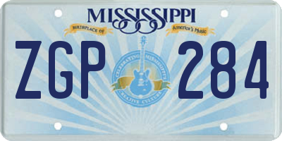 MS license plate ZGP284