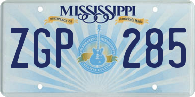 MS license plate ZGP285
