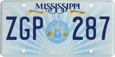 MS license plate ZGP287