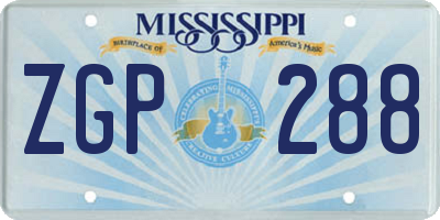 MS license plate ZGP288