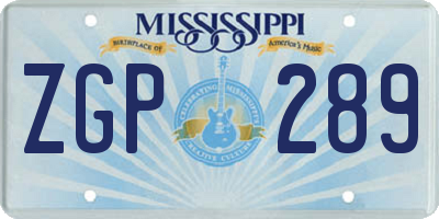 MS license plate ZGP289