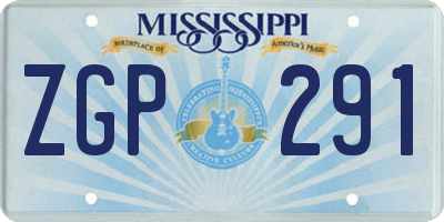 MS license plate ZGP291