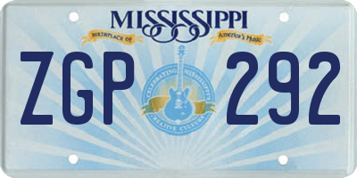 MS license plate ZGP292