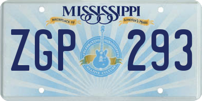 MS license plate ZGP293