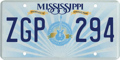 MS license plate ZGP294