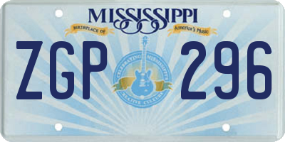 MS license plate ZGP296
